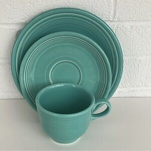 Fiesta Ware Aqua Blue Set Of 3 Lunch Plate Mug Set